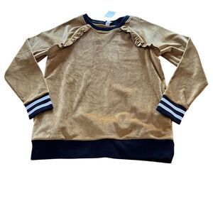 Tea Collection Gold Black Velour Sweatshirt Girls Size 14‎ Pullover